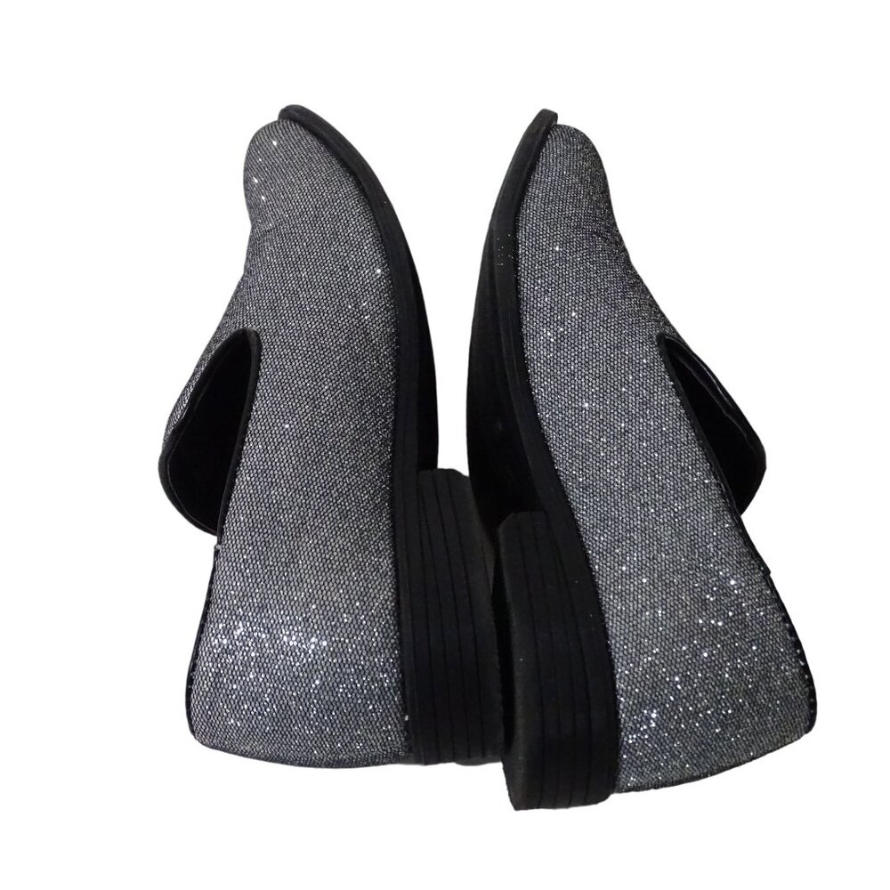 Jodano Collection Memory Foam Loafers Boys Size 2 Silver Glitter Slip On Shoes - Picture 3 of 10